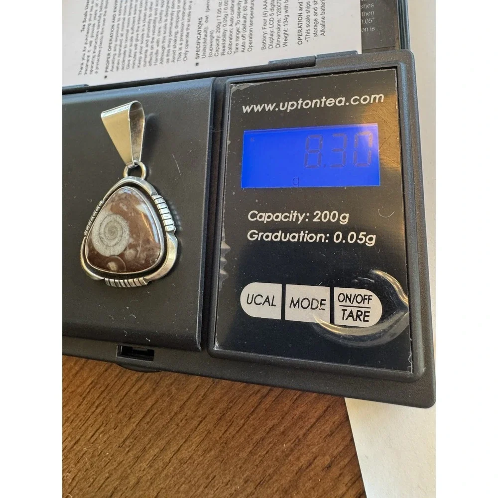 D'Anz LTD Sterling Silver Fossil Gastropod Pendant Southwestern Artisan 8.2g
